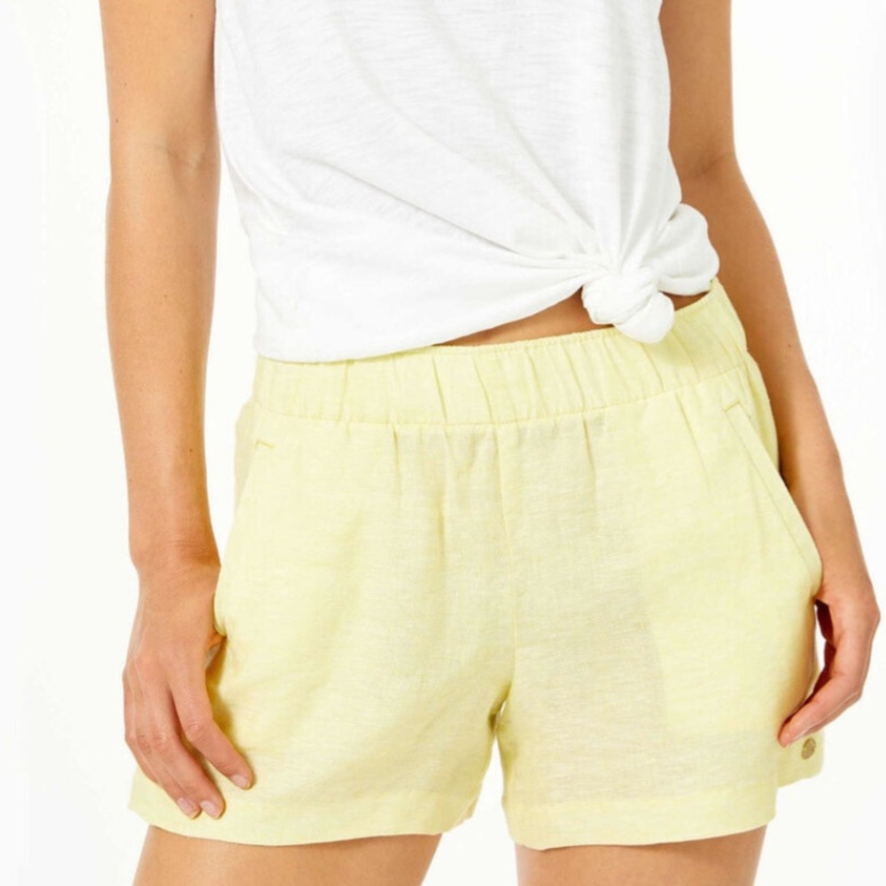 Lilly Pulitzer 4" Lilo Linen Short - Lillys Lemon X Resort White